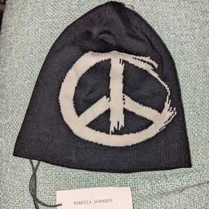Rebecca Minkoff Black and White Peace Beanie